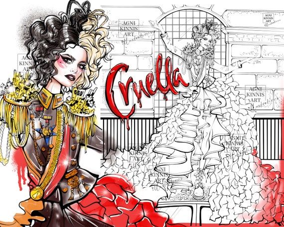 Cruella Coloring Page Digital Instant Download DIY Printable | Etsy in