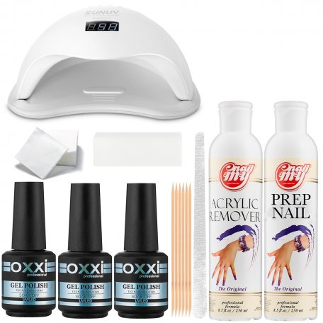 Стартовый набор гель-лаков Oxxi с UV/LED лампой SUN 5 на 48 Вт Nail Prep, Gel Polish, Gel Nail Varnish, Polish