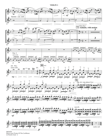 music from pirates of the caribbean at worlds end violin 1 pirates of the caribbean violin sheet music