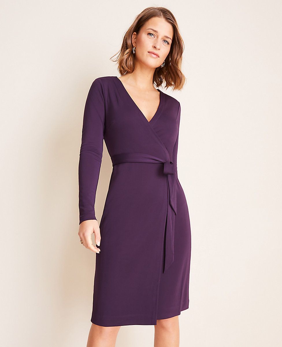 Petite Matte Jersey Wrap Dress | Ann Taylor in 2020 | Dresses, Jersey ...