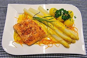 Spargel und Lachs mit Orangensauce #easyshrimprecipes