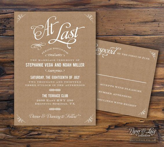 white and tan wedding invitations | Kraft Paper Wedding Invitations - Piktoland | Art Design