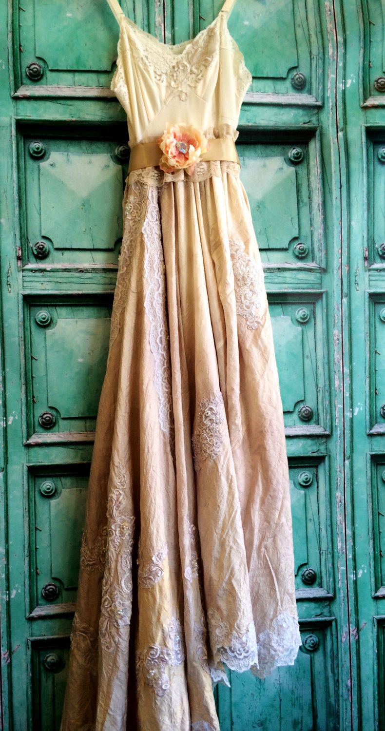 bisque cream tan taupe gold lace applique by