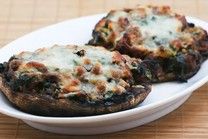 Crab Stuffed Portobello Mushrooms -(Phases 1-4) 1. lb. Dungeness crab meat. 5 medium portabella mushrooms 12 oz bag of spinach 1/2 green bell pepper 3 cloves garlic 1 shallot 1/2 bunch of chives 1/2 bunch of tarragon 1/4 cup Veggie Shreds - Cheese substitute Sea Salt (to taste) Pepper Chili flakes Splash of lemon juice #idealproteinrecipesphase1dinner