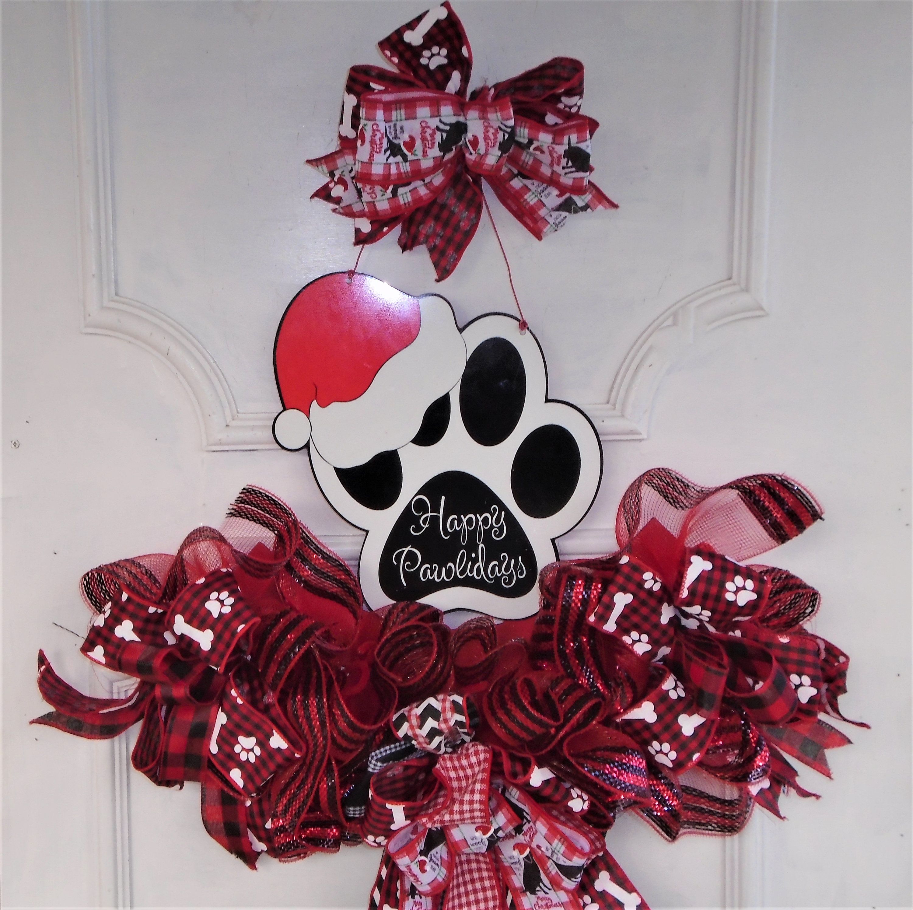 Dog Paw Christmas Wreath Front Door Wreath Animal Lover Etsy dog-paw-wreath-crafts-easy-diy-wreaths-rope-wreath-diy