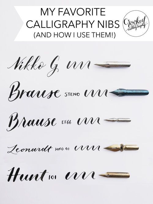 My five favorite calligraphy nibs and how I use them! The best calligraphy nibs to choose for different surfaces. #calligraphytools #calligraphy #pointedpen #pointedpencalligraphy #calligraphynibs - crookedcalligraphy.com/blog Best Calligraphy Pens, Modern Calligraphy Practice, Calligraphy Worksheet, Pointed Pen Calligraphy, Calligraphy Nibs, Calligraphy Tutorial, Calligraphy For Beginners, Copperplate Calligraphy, Calligraphy Handwriting