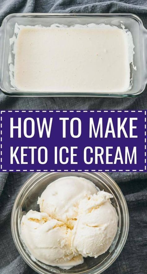 Learn how to make a creamy homemade vanilla ice cream with no sugar that's keto & low carb. It's so easy, and an ice cream maker or machine isn't needed. Just 4 ingredients, and lower carb than store bought ones like halo top. It's a great base for adding flavors like coconut, chocolate, strawberry, coffee, peanut butter, mint, banana, lemon, raspberry, etc. #healthy #lowcarb #keto #ketorecipes #glutenfree / recipes / no churn / brands / no egg / Lchf / simple / best / healthy / summer #ketodessert