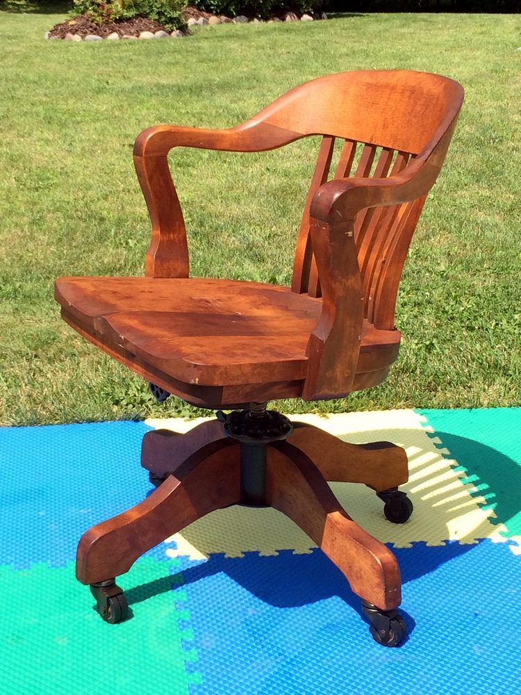 Vintage Milwaukee Bankers Adjustable Swivel Tilting Slat Back Office Antique furniture · VINTAGE MILWAUKEE BANKERS ADJUSTABLE SWIVEL TILTING SLAT BACK OFFICE ARM CHAIR #Milwaukee - Vintage Milwaukee Bankers Adjustable Swivel Tilting Slat Back Office