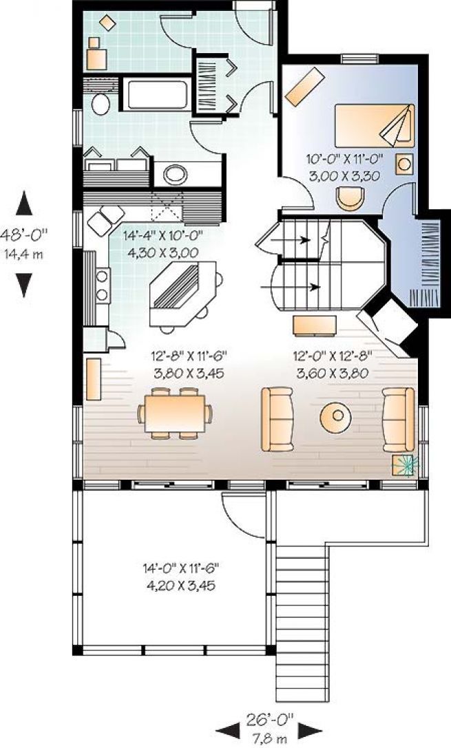 Plan de Rez-de-chaussée Chalet 4-saisons style transitionnel, avec 3 - plan maison etage m Plan de Rez-de-chaussée Chalet 4-saisons style transitionnel, avec 3 - plan maison etage m