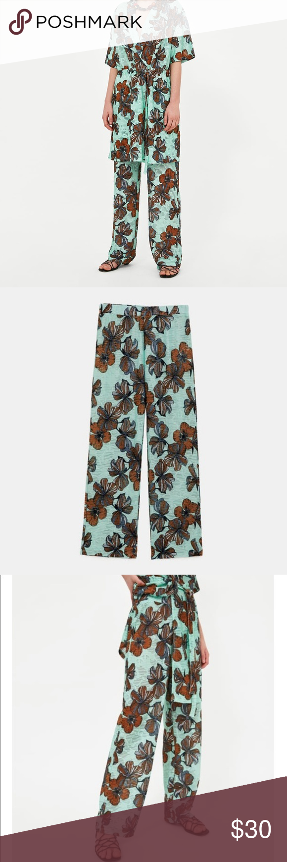 floral print pants zara