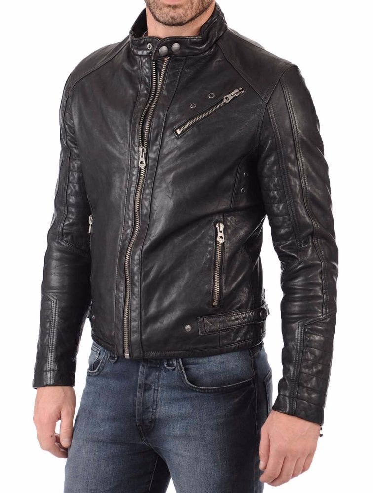 Leather Lovers Mens Lambskin Leather Motorcycle Biker Jacket