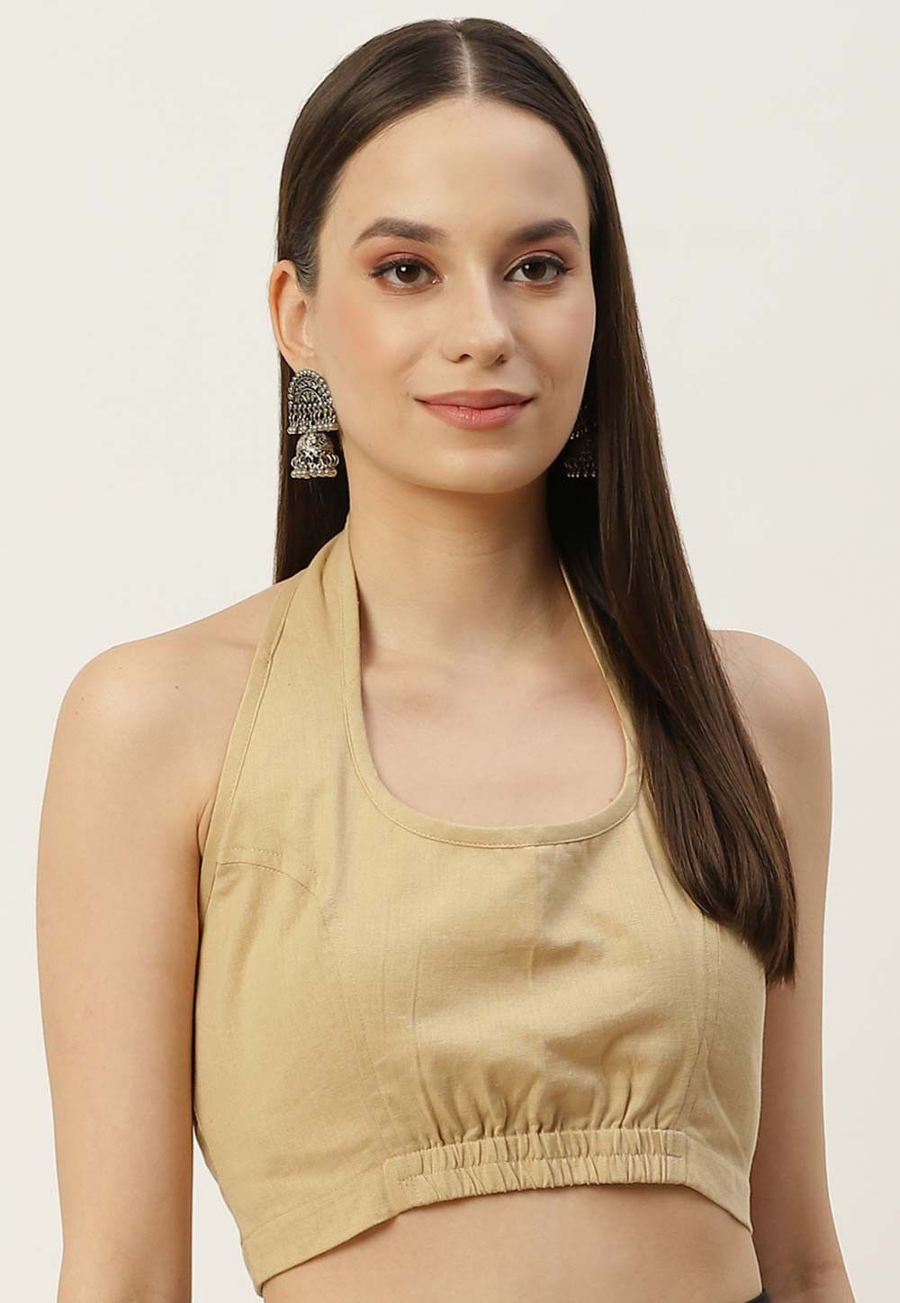 Utsav, Beige, Cotton Blouses, Price Match, Halter Neck, Party, Presentation, Camisole Top, Hook