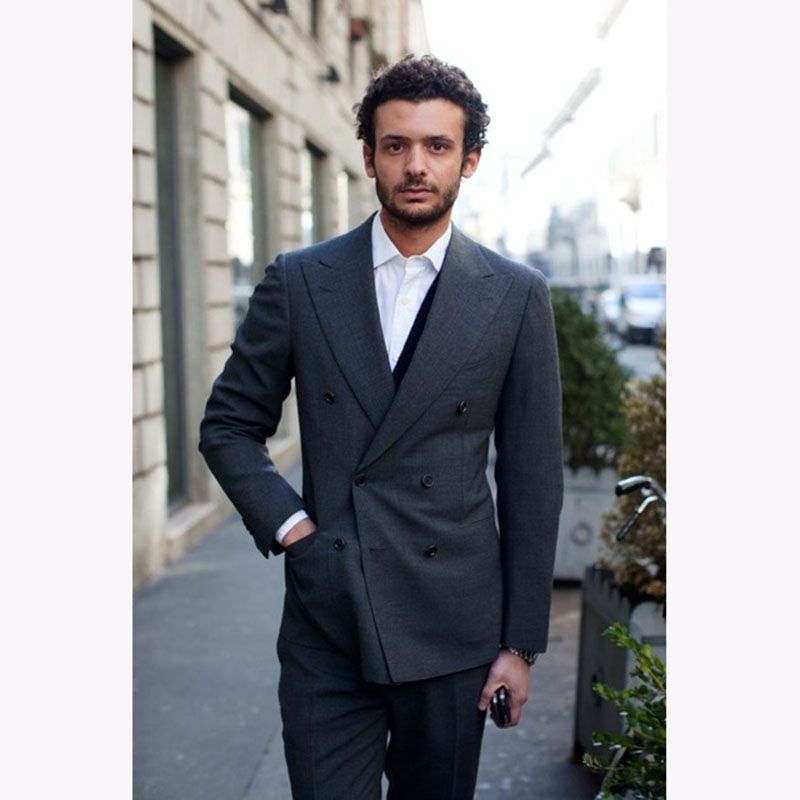 Elegant 3 Pieces Slim Dark Grey Mens Suit Daily Office Work Wear Elegant 3 Pieces Slim Dark Grey Mens Suit Daily Office Work Wear 2017 Custom Double Ted