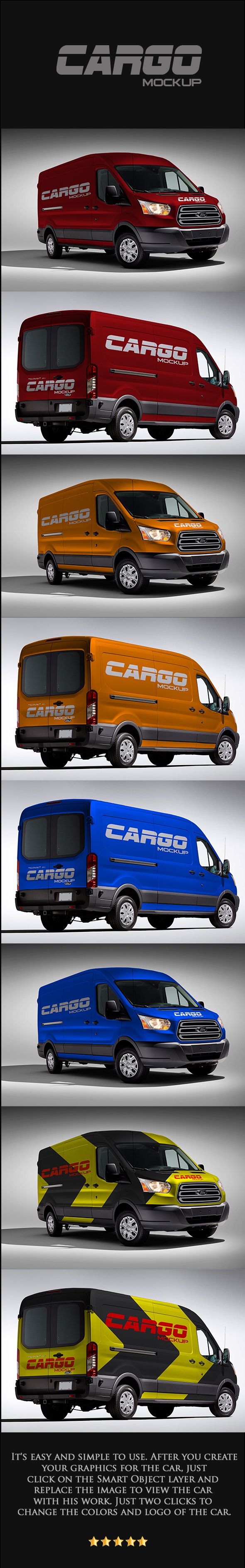 Download FREE PSD Cargo Van Mockup (With images) | Graphic design ...