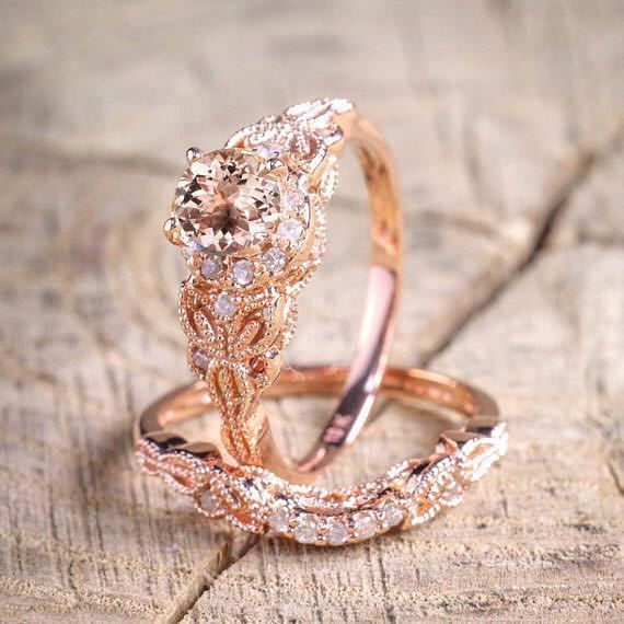 18K Rose Gold Filled Gorgeous Women Pink Moonstone Gemstone Ring Wedding Sz 6-10