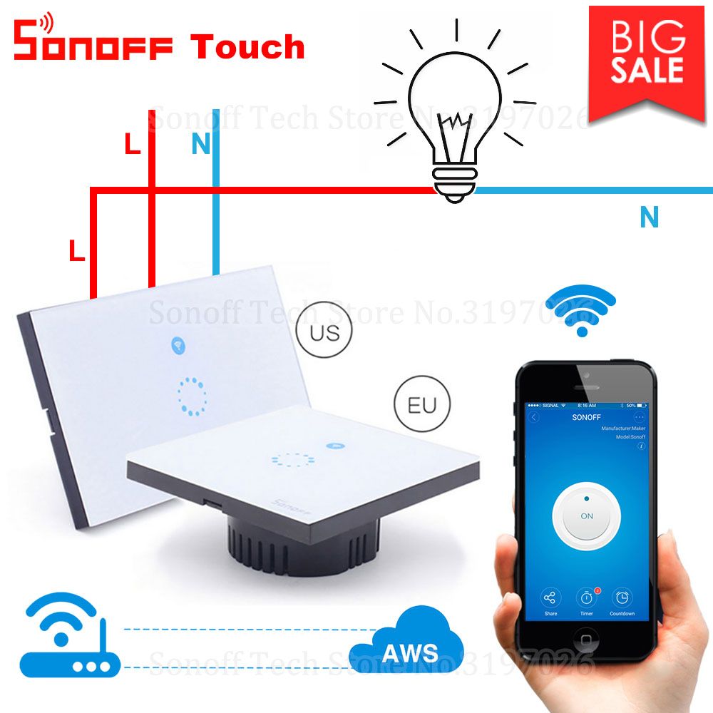 Itead Sonoff Touch Eu Us Wifi Wall Touch Switch 1 Gang 1