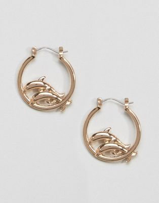 Skinnydip Gold Jumping Dolphin Hoop Earrings Creative Skinnydip Gold Jumping Dolphin Hoop Earrings