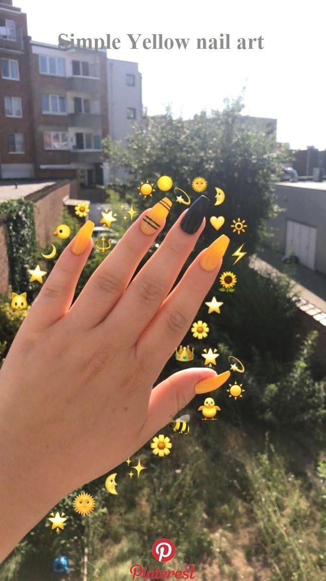23 Great Yellow Nail Art Designs 2020 Yellownails Nailideas In 2020 Yellow Nails Acrylic Nails Yellow Nails Design