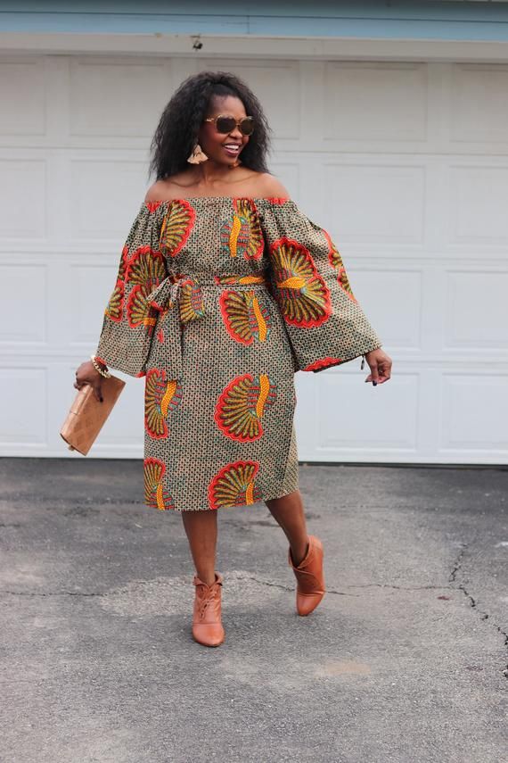 African Dresses, Ankara Dress, African Print Dress, African Fashion, African Clothing, Off the Shoulder Dress #afrikanischekleider