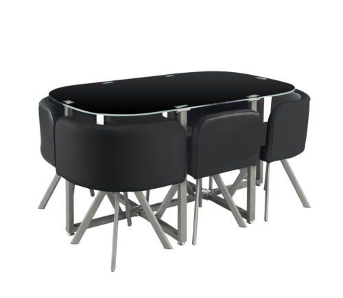 Black Glass Dining Room Table Set And With 46 Faux Leather Chairs Glamorous Space Saver Dining Room Table Design Ideas Black Glass Dining Room Table Set And With 46 Faux Leather Chairs Inspiration Space Saver Dining Room Table Design Ideas