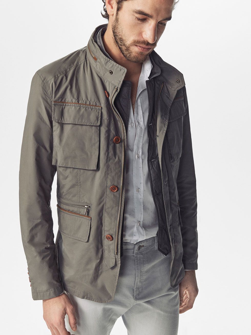 Abrigos y Chaquetas - - Massimo Dutti España | Field jacket, Mens outfits, casual dress outfits