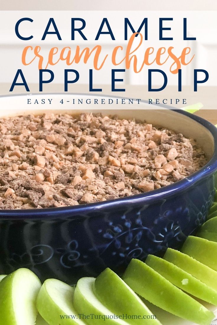 Cream Cheese Caramel Apple Dip: Easy and Delicious 4-Ingredient Recipe - perfect for fall tailgating! #applerecipe #appledip #caramelapple #creamcheeserecipe Cream Cheese Apple Dip, Cream Cheese Dips, Apples And Cheese, Cream Cheese Recipes, Dip Recipes, Apple Recipes, Fall Recipes, Dessert Recipes, Fall Desserts