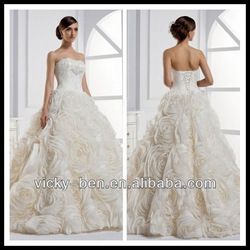 B1144 Organza Strapless Ball Gown Wedding Dress With Dramatic B1144 Organza Strapless Ball Gown Wedding Dress With Dramatic Rosette Skirt Designer One Piece