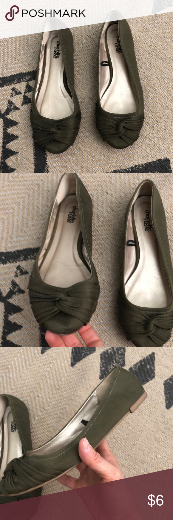 army green flat shoes