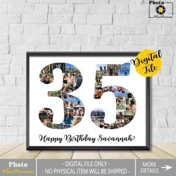 35th Birthday Photo Collage 35 Year Photo Collage Number 35 Etsy Birthday Collage Birthday Photo Collage Birthday Gift Picture