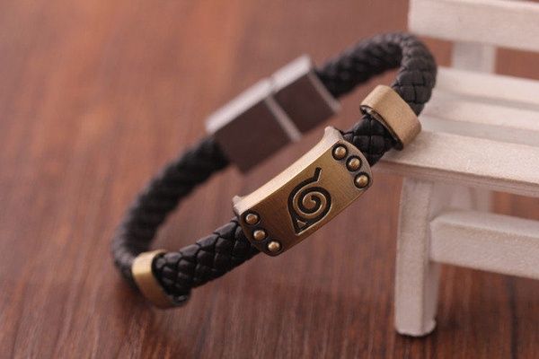 Naruto Bijou Bracelet Cuir Logo Sasuke Uchiwa Eternal Mangekyo Sharingan Cosplay