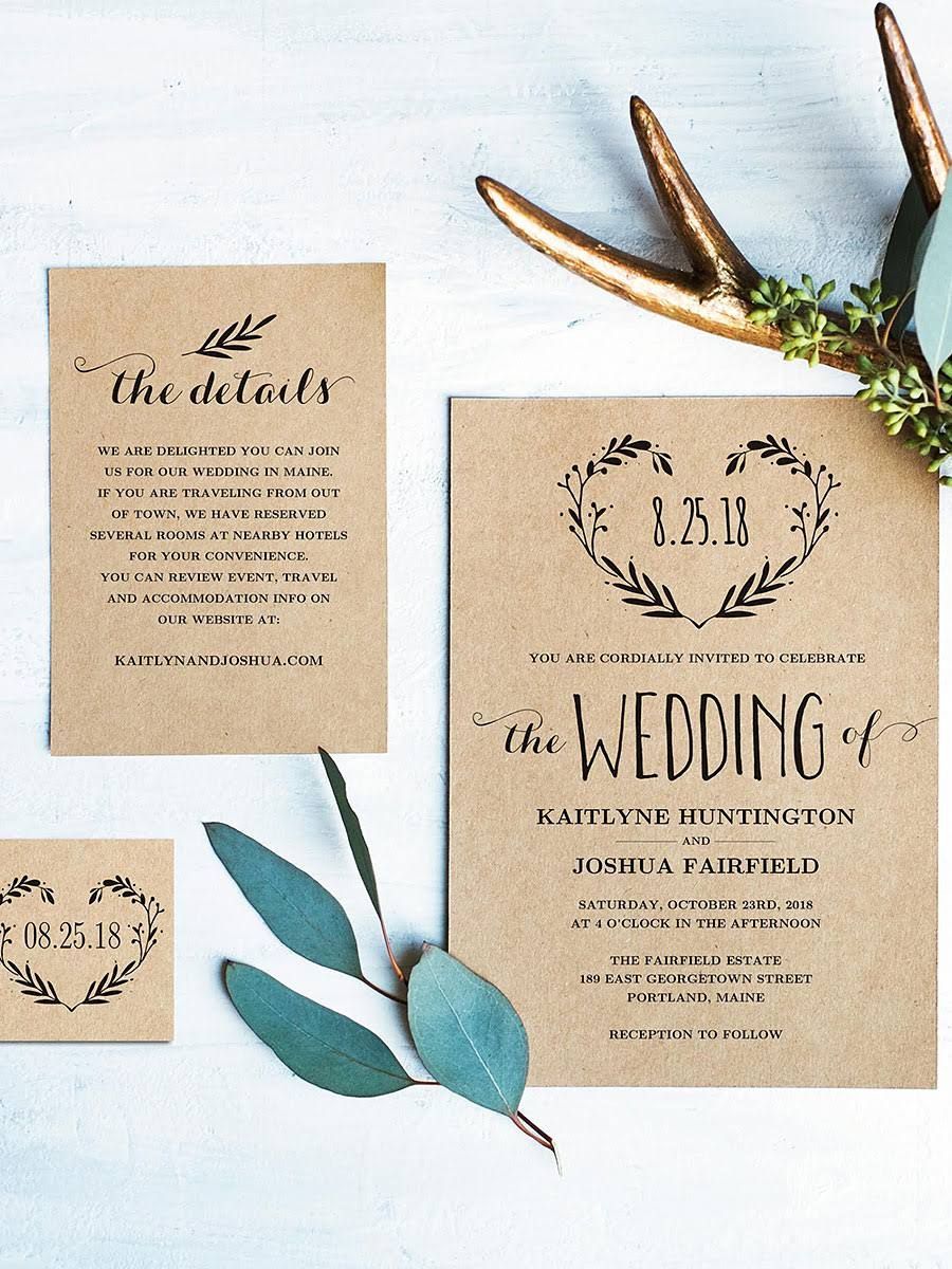 Rustic Wreath Wedding Invitation Template Rustic Wreath Wedding Invitation Template