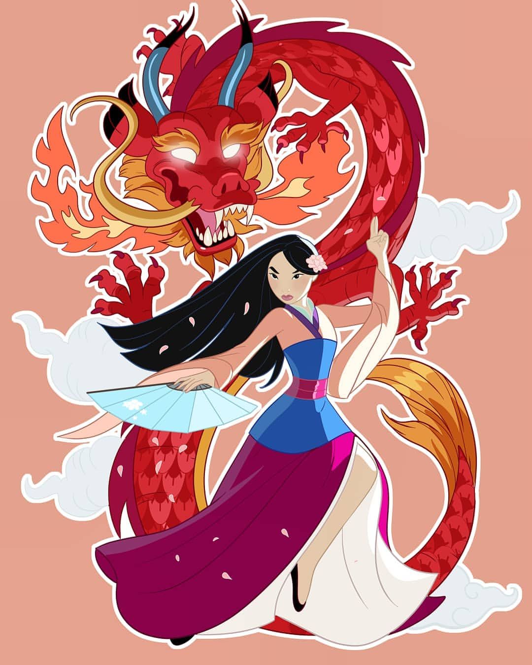 Erik Con Ka En Instagram The Dragon And The Warrior Pin For Thepinsupply Illustration Ins In 2020 Mulan Disney Disney Princess Art Disney Princess Warriors
