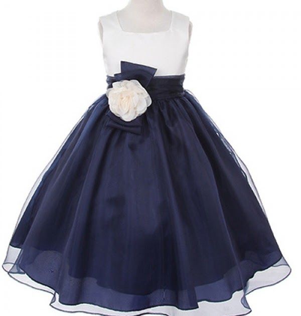 Ruffled Flower Girl Dresses Navy Blue