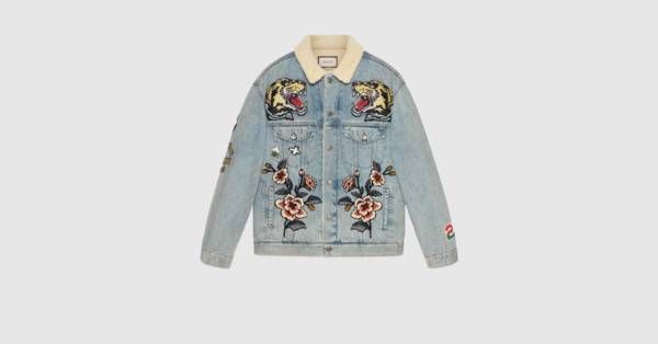 Gucci Oversize denim jacket with patches Denim jacket