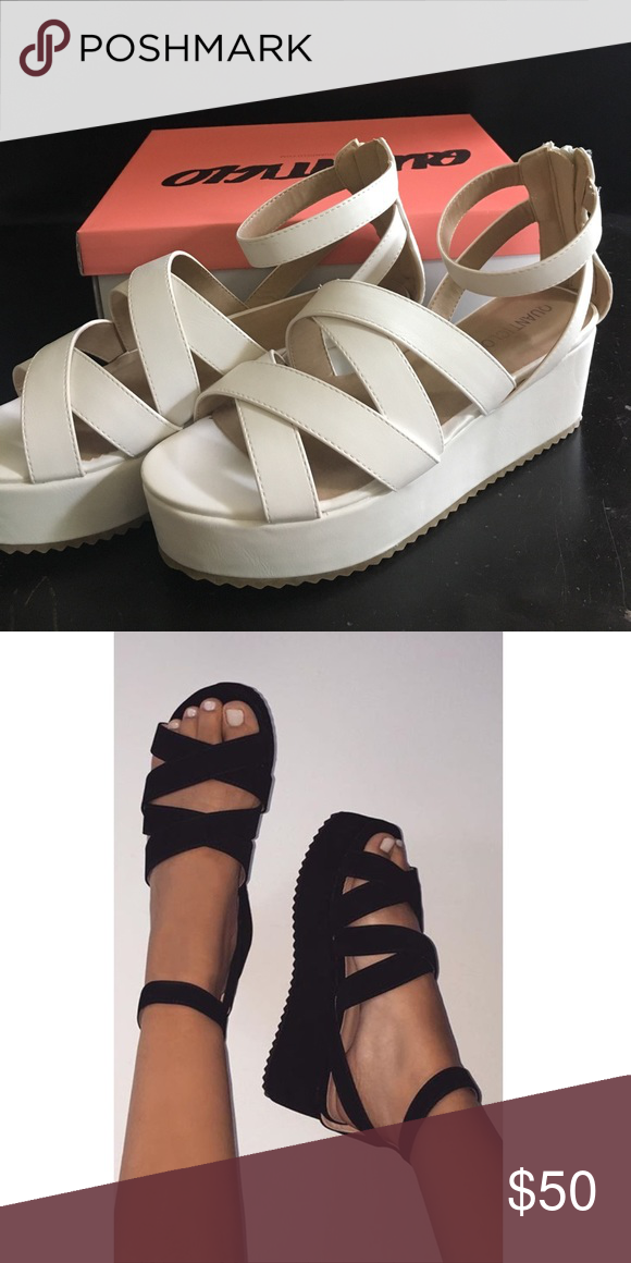 white platform flat sandals