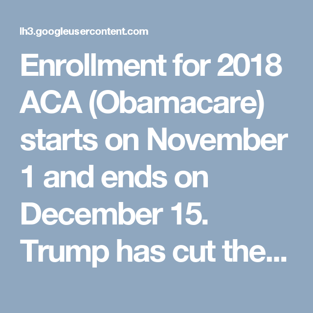 enrollment for obamacare 2018
