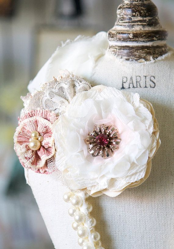 Fabric Flower Pin Bridal Brooch Mother Of The Bride Corsage
