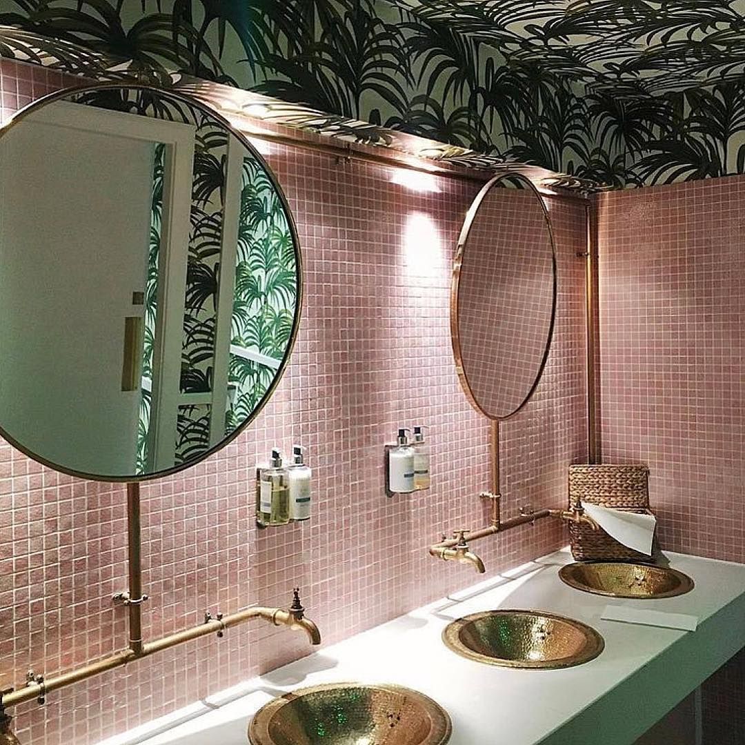 Interior Design On Instagram I Just Love How Wallpaper Can Add So Much Interest To A Simple Powder Room B Bathrooms Remodel Bathroom Makeover Bathroom Decor