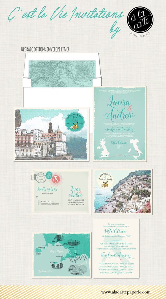 Destination Wedding Invitation Amalfi Coast Positano Atrani Soro Destination Wedding Invitation Amalfi Coast Positano Atrani Soro Italy Suite Products Pinterest Invitations