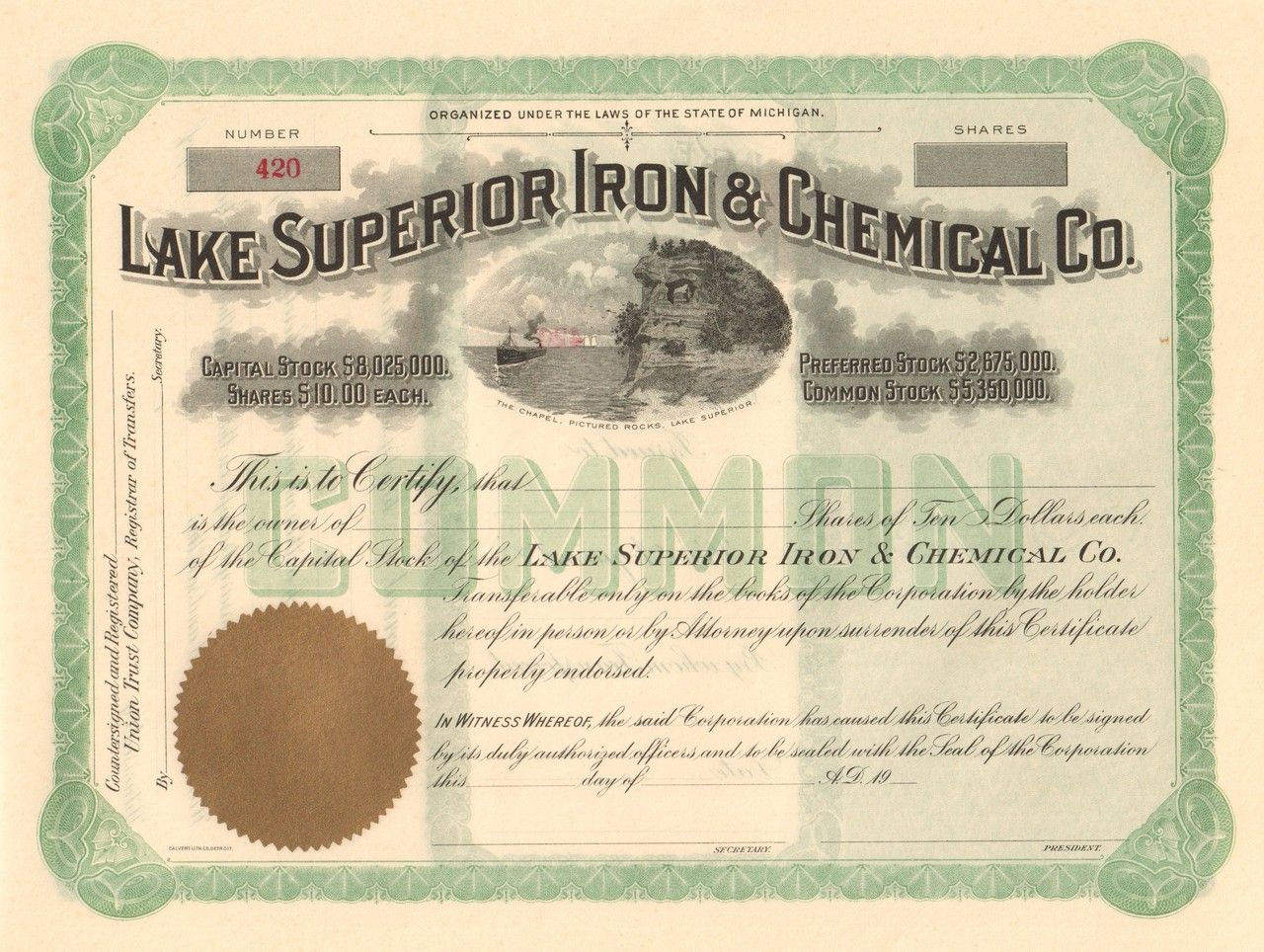 Lake Superior Iron And Chemical Company Circa 1906 Michigan Mining
