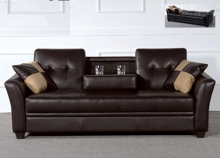 Aurel Ivory Faux Leather Adjustable Sofa Bed Futon Decor Futon Sofa Bed, Faux Leather Bycast Adjustable Futon Sofa