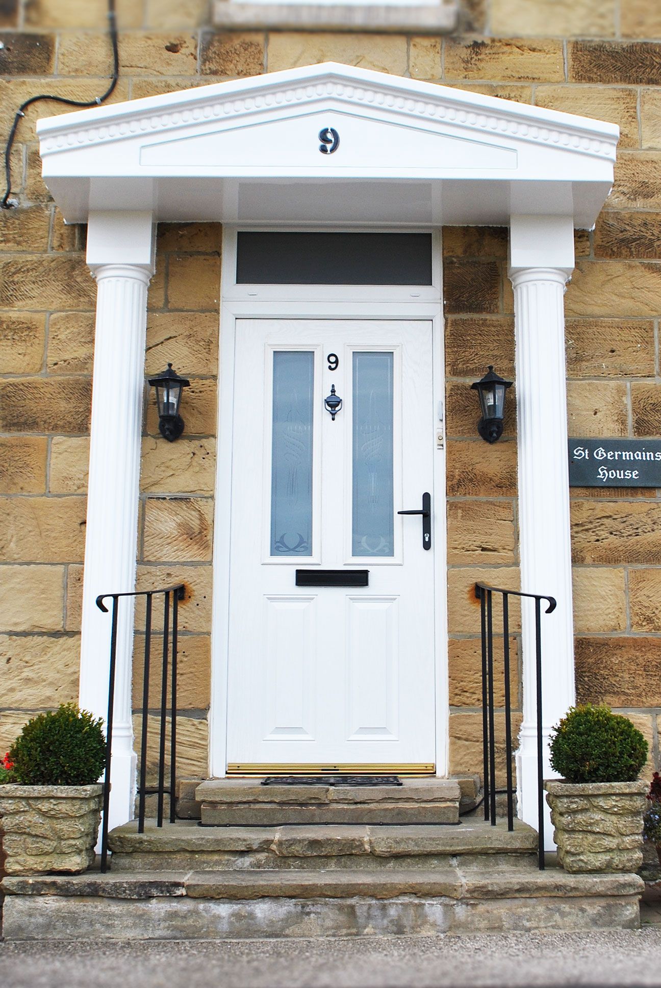 A Stunning Door Canopy Installation From Our Teesdale Range Featuring Sunning Half Columns Finished Off With Black Bevele Beautiful Homes Canopy Installation