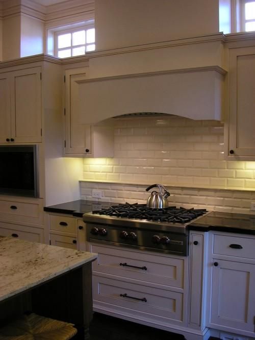 Design Moe Kitchens Beveled Subway Tiles Tile Design Moe Kitchens Beveled Subway Tiles Tile Backsplash Paneled Range Hood Two Tone Countertops Black