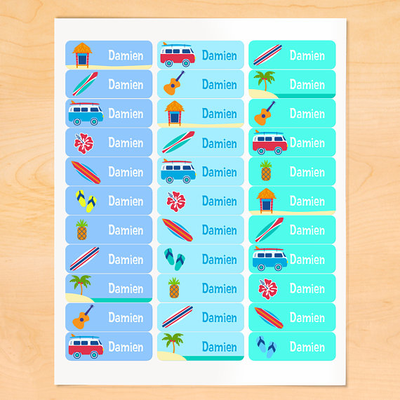waterproof name label surf