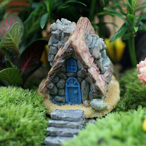 Miniature Shabby House Garden Fairy Resin Ornament Figurine Landscape DIY Decor