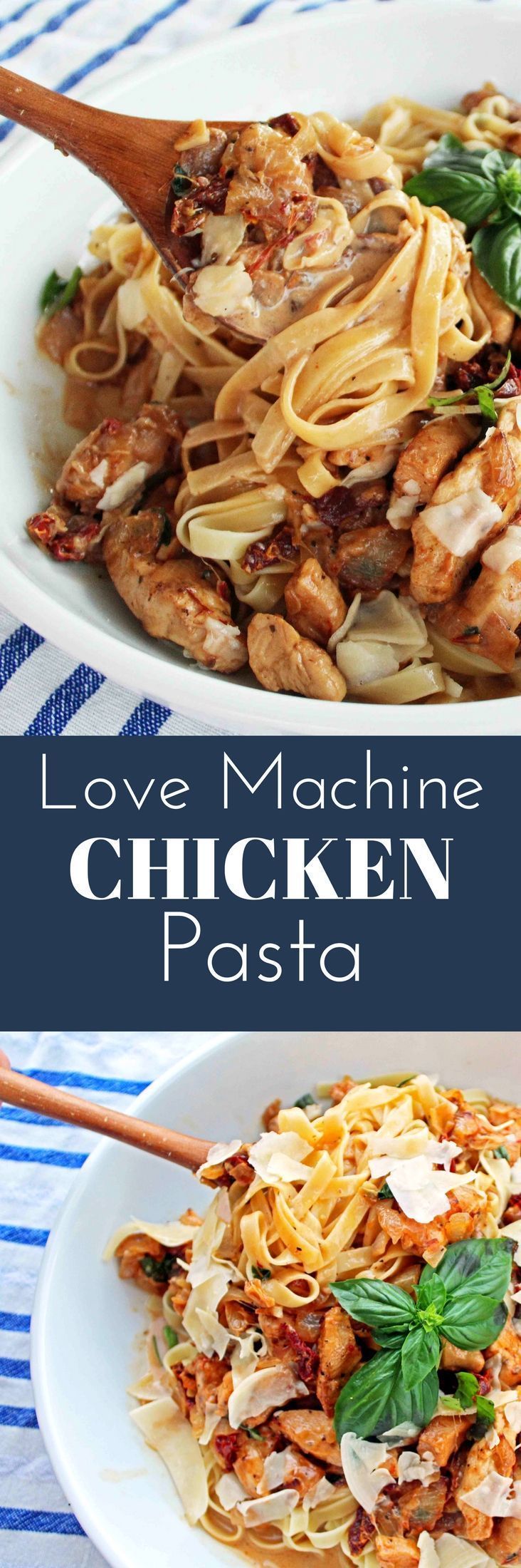 Love Machine Chicken Pasta made with tomato cream sauce, sauteed chicken, sundri... - #chick... #tomatocreamsauces