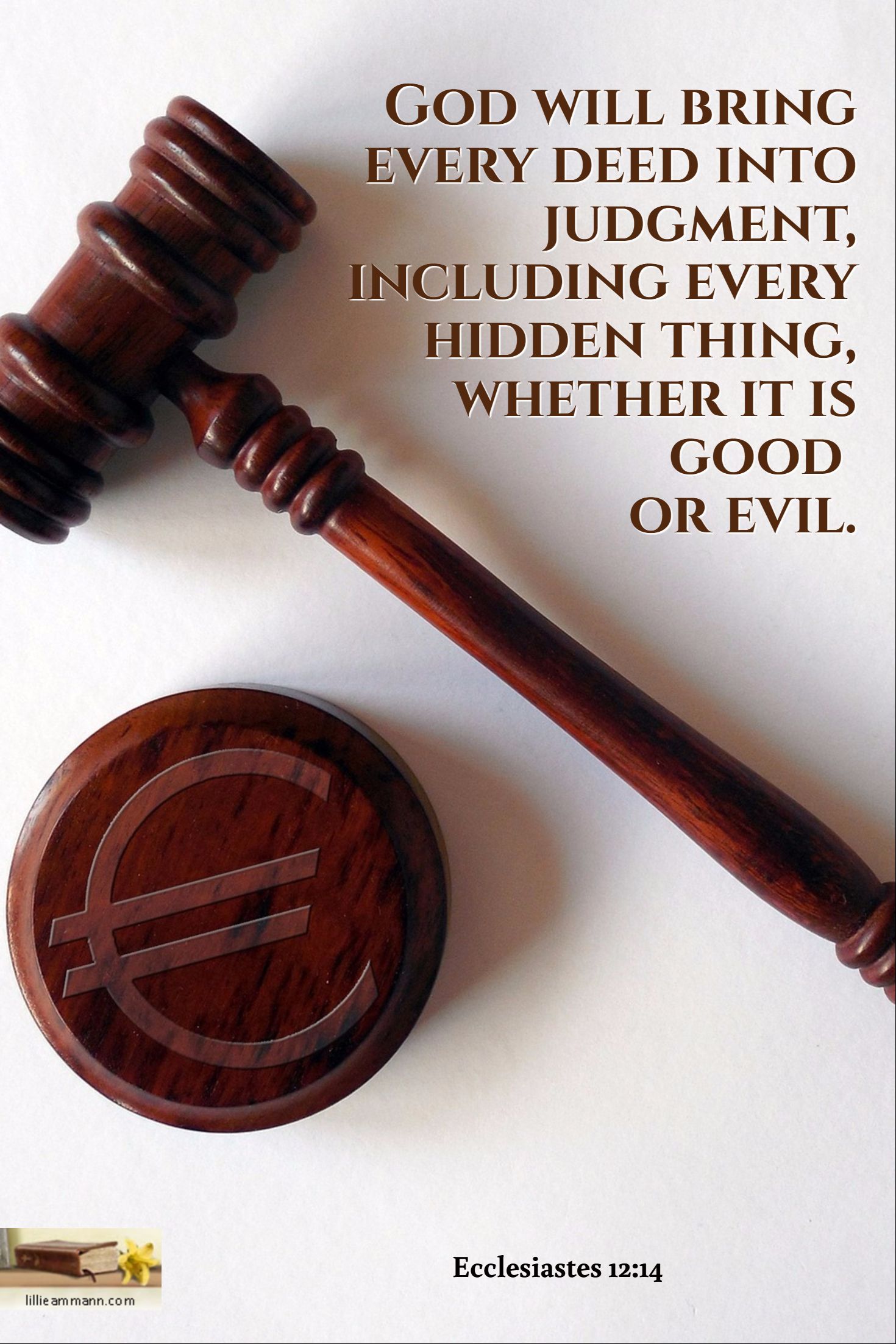 Ecclesiastes 12:14 / God will bring every deed into judgment, including