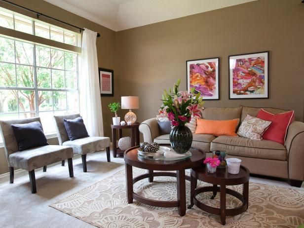 Earth Toned Living Room With Vibrant Color Accents Earth Tone Living Room Earth Tone Living Room Decor Paint Colors For Living Room