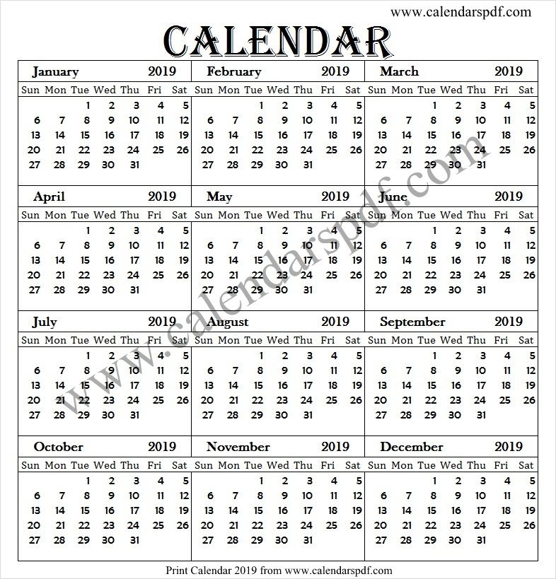2019 Calendar A4 2019 Calendar 2019 Yearly Calendar Template 2019 Calendar A4 2019 Calendar 2019 Yearly Calendar Template