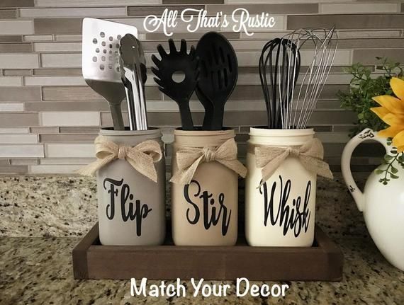 Flip, Stir, Whisk Utensil Holder, Mason Jar Decor, Kitchen Decor, Rustic Utensil Holder,Utensil Holder,Mason Jar Utensil Holder,Rustic Decor - #Decor #Flip #holder #HolderMason #HolderRustic #HolderUtensil #Jar #Kitchen #Mason #Rustic #rusticdecoration #Stir #Utensil #WHISK #masonjardecorating